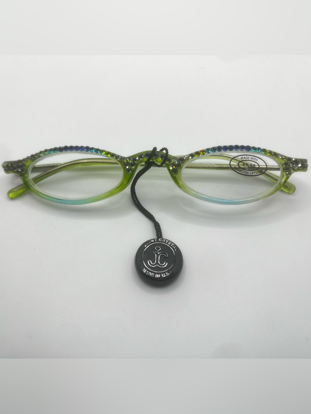 Jimmy Crystal Green & Blue Swarovski Crystal-Embellished Reading Glasses +1.50